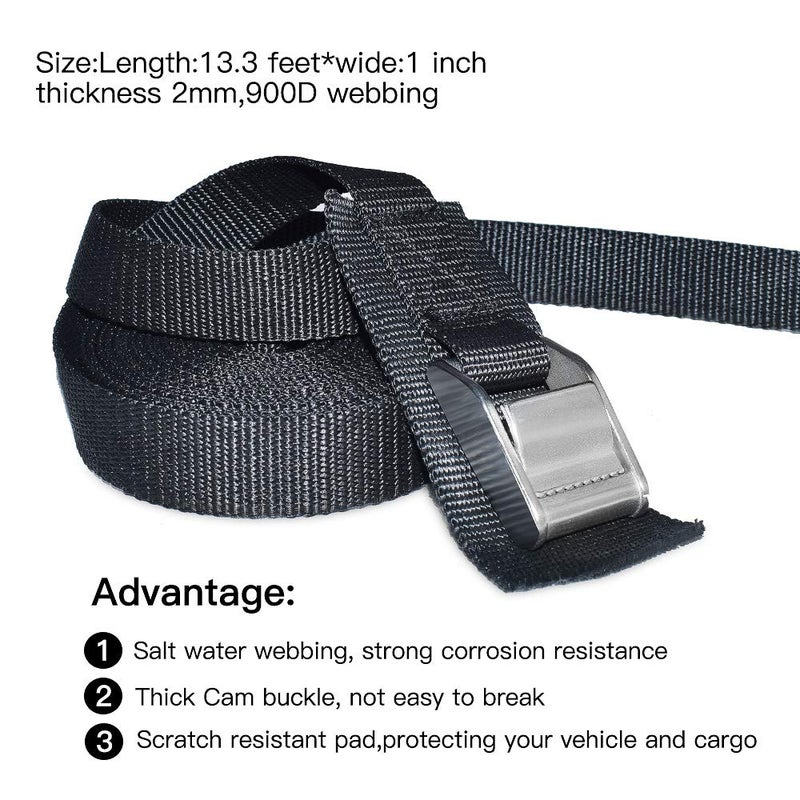 PERCARE Premium 'No Scratch' Tie Down Straps for Surfboards, Heavy Duty Cam Buckle Lashing Straps for Paddle Boards, Kayaks and Canoes (13 Feet) - Image 1